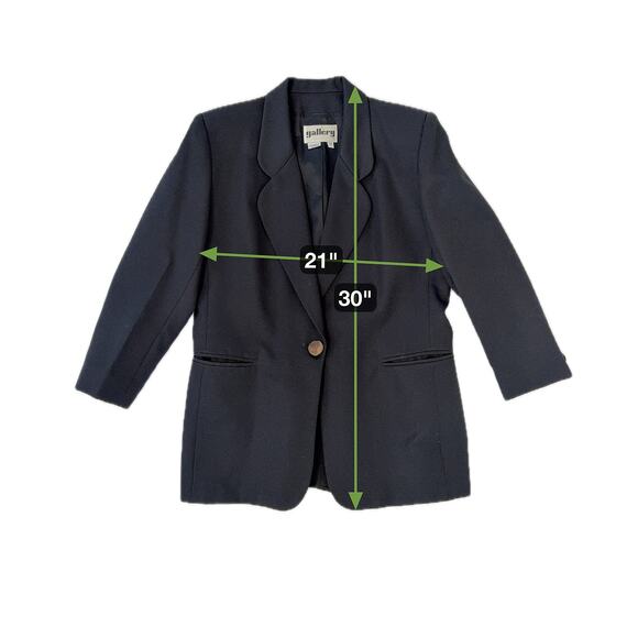 VTG 80s 90s Gallery Blazer Womens Sz 12 Black | Power Structured Shoulders - Picture 7 of 8